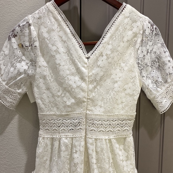 NWT NSR Amelie Eyelet Mini White Lace Dress Size: XS - Picture 8 of 10
